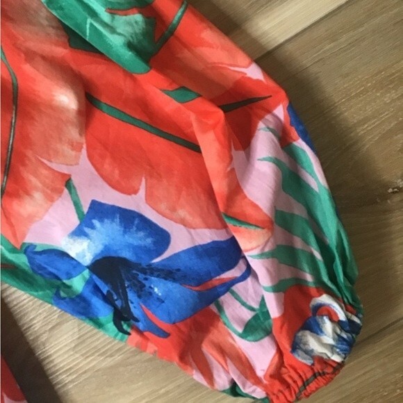Zara Tropical Print Wrap Blouse S - Picture 4 of 6